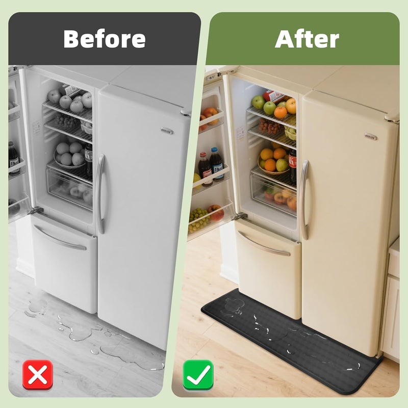 FIMXSD Refrigerator Spill Mat, 37.5 X 8.5 Fridge Mat Silicone Drip Tray Catcher for Washing Machine Refrigerator Spill Liner Floor Protector Anti-Slip - Image 3